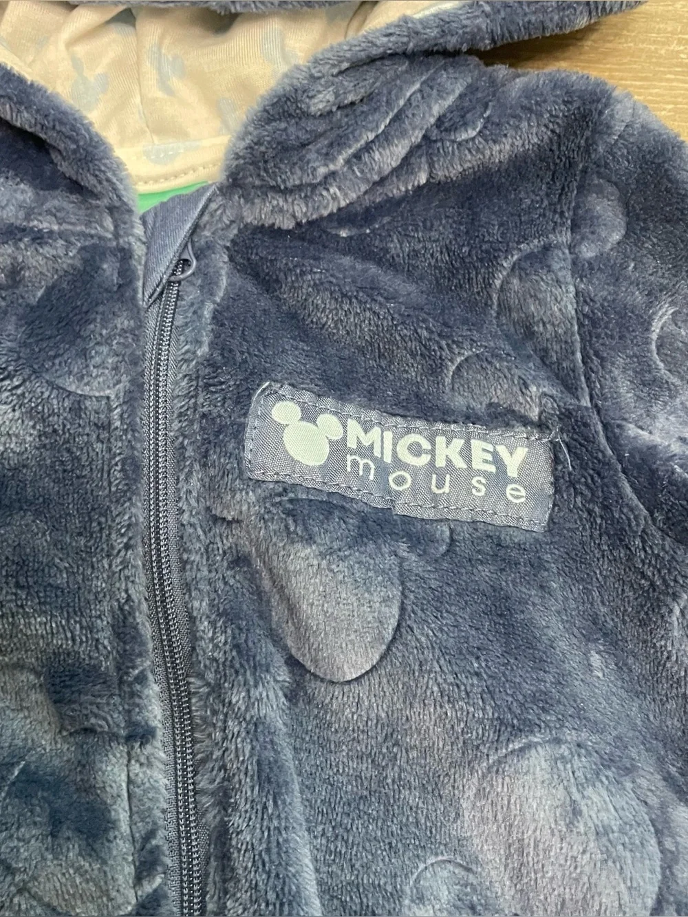 Disney Baby Mickey Mouse Blue Hooded Fleece Bunting Suit 3-6M Snowsuit Soft